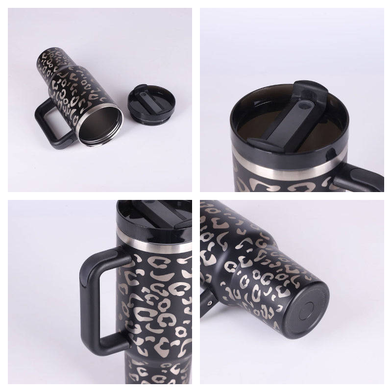 40 Oz Tumbler With Handle Straw Insulated, Stainless Steel Spill Proof Vacuum Coffee Cup